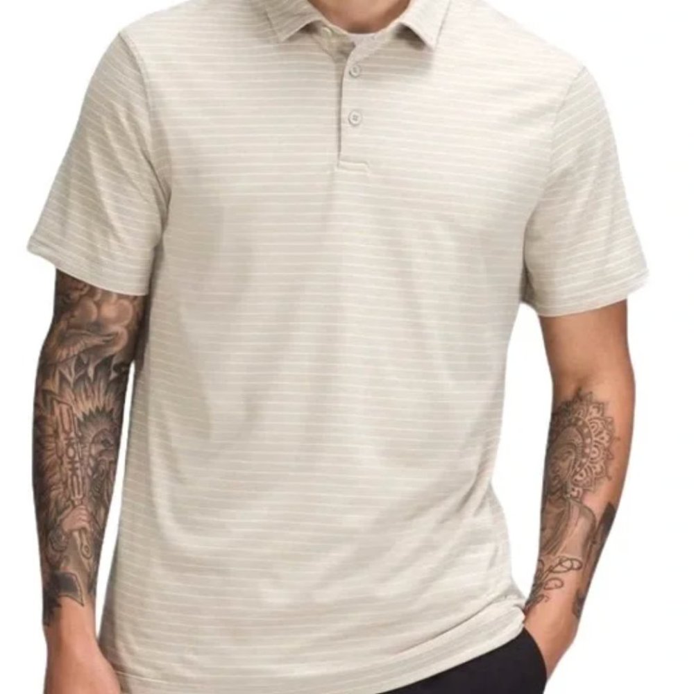 Lululemon Sublet Striped Evolution Polo Shirt - Medium - Ivory